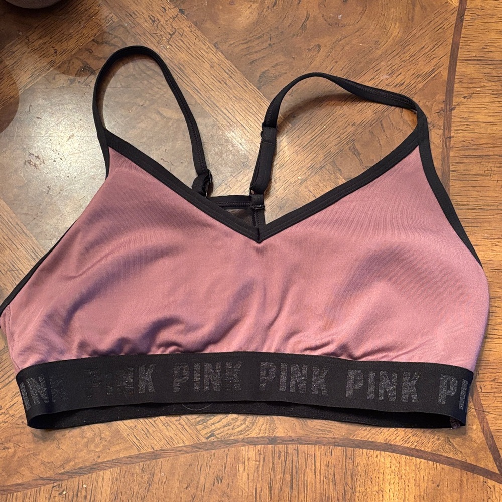 PINK Victoria's Secret Mauve and Black Bralette racer back size medium